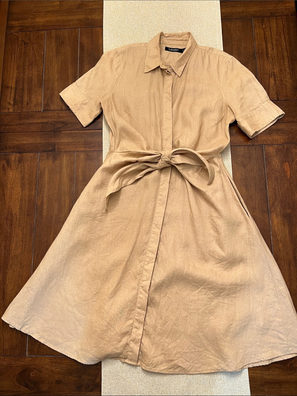 ❤️ Lauren Ralph Lauren Linen Tie-Waist Midi Dress - Picture 10 of 15